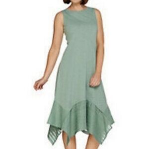LOGO Lori Goldstein TANK DRESS Slub Knit Handkerchief Hem Kelly Green